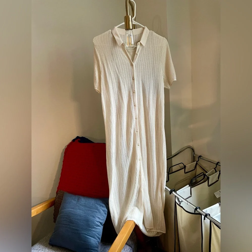 Uniqlo Cream Lace Knit Short Sleeve Dress, size large - Picture 3 of 12